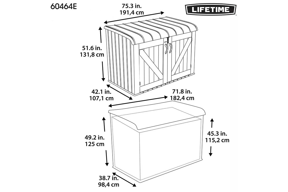Lifetime, США Ящик-шкаф пластиковый LIFETIME,191,4*107,1*131,8см, 2123л
