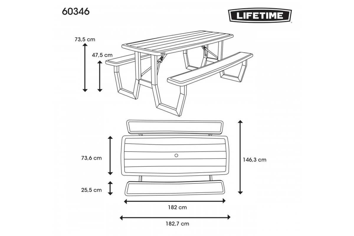 Lifetime, США Стол складной с лавочками Lifetime для пикника