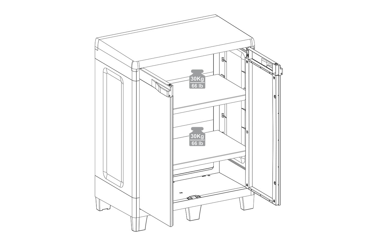 Toomax, Италия Уличная тумба TOOMAX 2х дверная глубокая WOODY'S XL (2 полки), антрацит