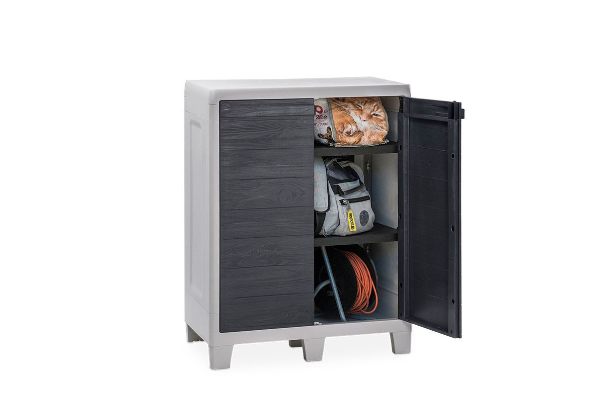Toomax, Италия Уличная тумба TOOMAX 2х дверная глубокая WOODY'S XL (2 полки), антрацит