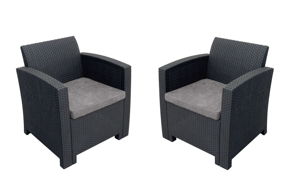 B:Rattan Arizona b:rattan, Кресло (2шт.), антрацит (2 подушки)
